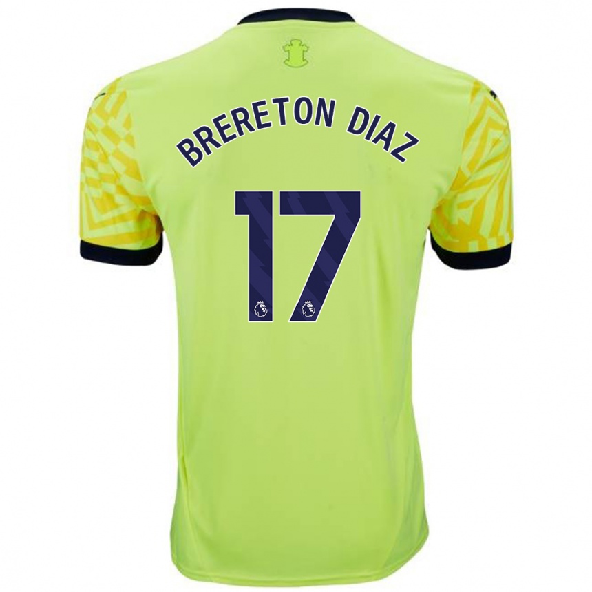 Kids Football Ben Brereton Díaz #17 Yellow Away Jersey 2024/25 T-Shirt Australia