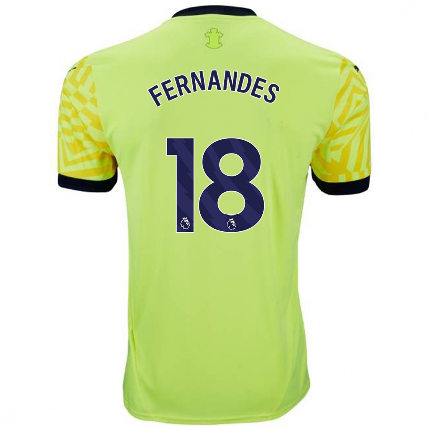 Kids Football Mateus Fernandes #18 Yellow Away Jersey 2024/25 T-Shirt Australia