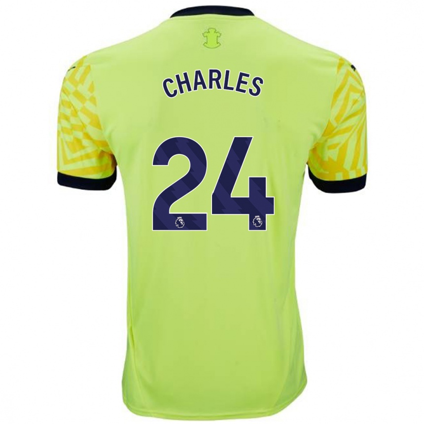 Kids Football Shea Charles #24 Yellow Away Jersey 2024/25 T-Shirt Australia