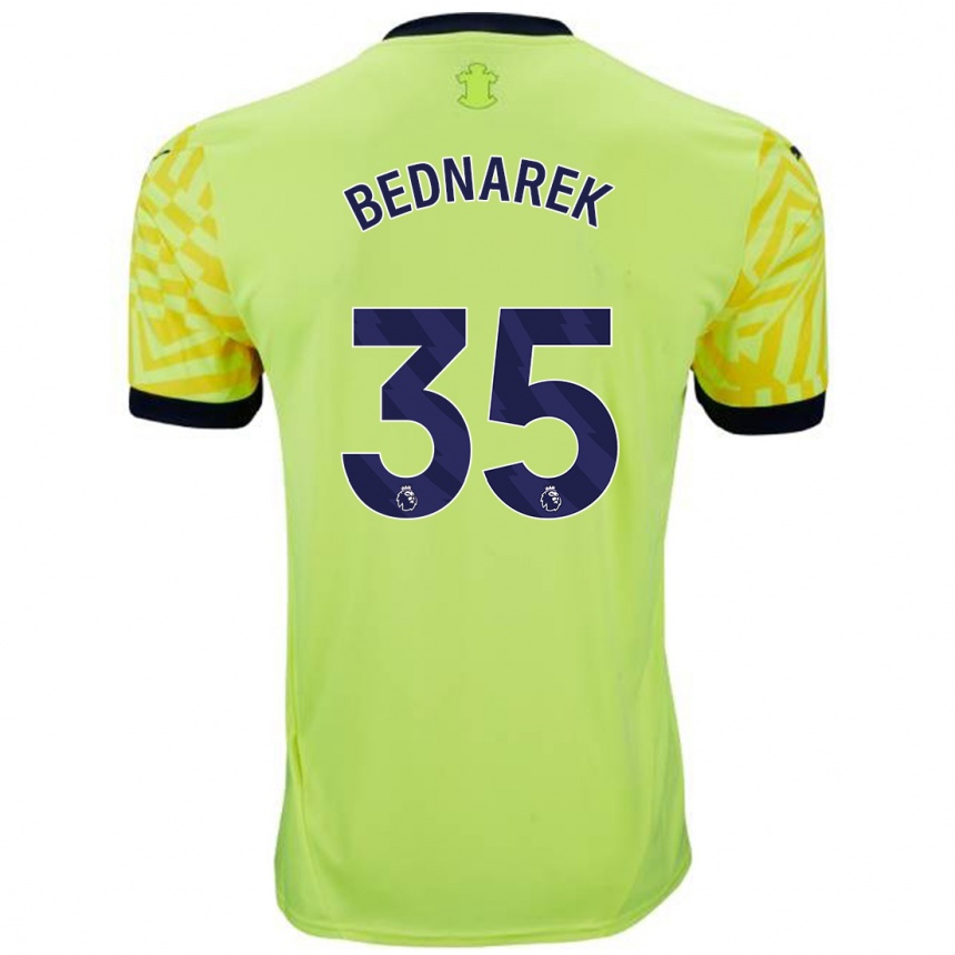 Kids Football Jan Bednarek #35 Yellow Away Jersey 2024/25 T-Shirt Australia