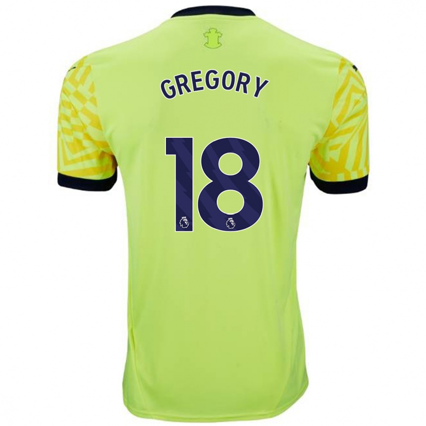 Kids Football Freya Gregory #18 Yellow Away Jersey 2024/25 T-Shirt Australia