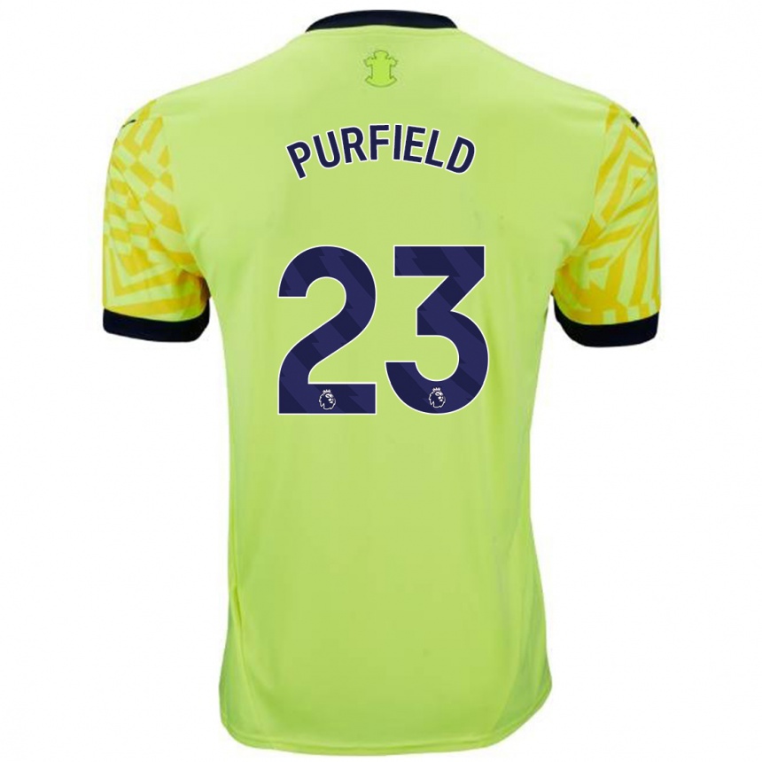 Kids Football Jemma Elizabeth Purfield #23 Yellow Away Jersey 2024/25 T-Shirt Australia