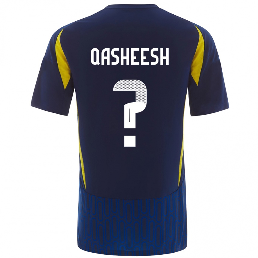 Kids Football Majed Qasheesh #0 Blue Yellow Away Jersey 2024/25 T-Shirt Australia