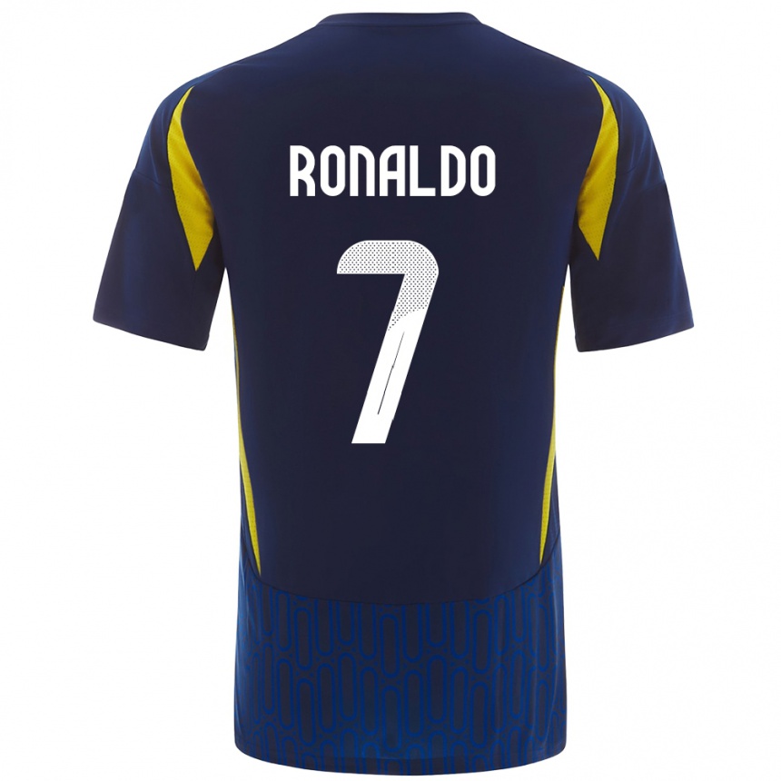 Kids Football Cristiano Ronaldo #7 Blue Yellow Away Jersey 2024/25 T-Shirt Australia