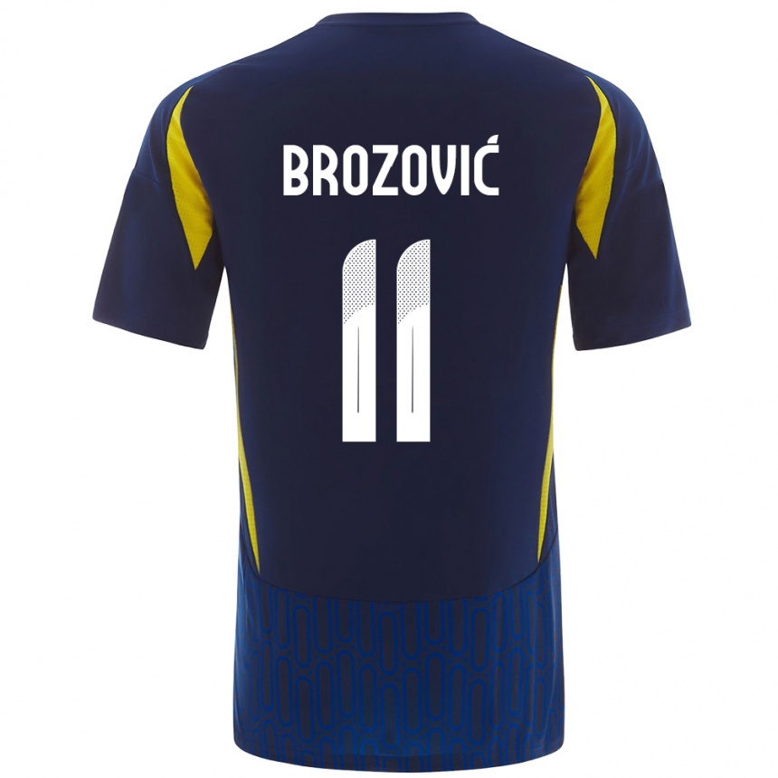 Kids Football Marcelo Brozovic #11 Blue Yellow Away Jersey 2024/25 T-Shirt Australia