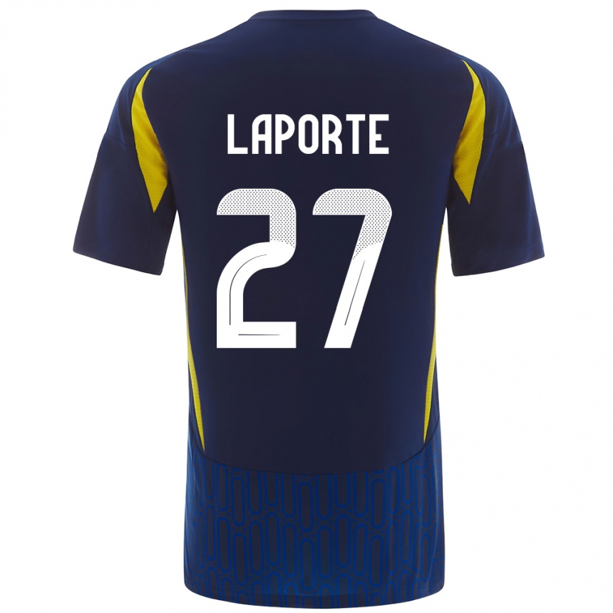 Kids Football Aymeric Laporte #27 Blue Yellow Away Jersey 2024/25 T-Shirt Australia