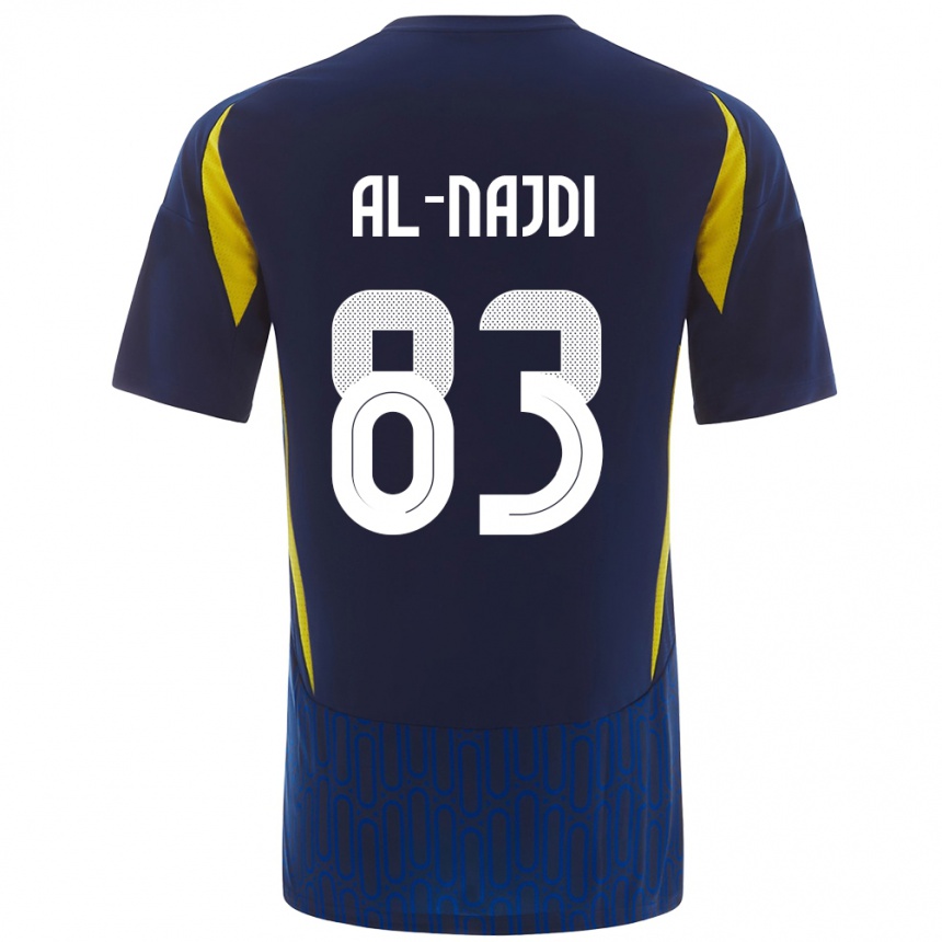 Kids Football Salem Al-Najdi #83 Blue Yellow Away Jersey 2024/25 T-Shirt Australia