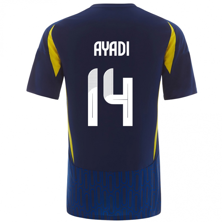 Kids Football Ghada Ayadi #14 Blue Yellow Away Jersey 2024/25 T-Shirt Australia