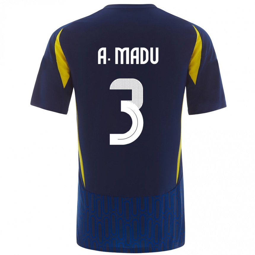 Kids Football Abdullah Madu #3 Blue Yellow Away Jersey 2024/25 T-Shirt Australia