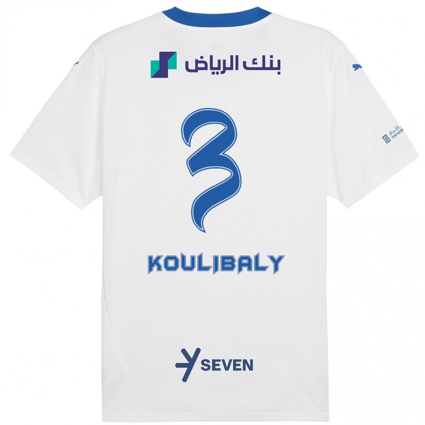 Kids Football Kalidou Koulibaly #3 White Blue Away Jersey 2024/25 T-Shirt Australia