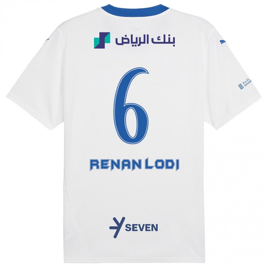 Kids Football Renan Lodi #6 White Blue Away Jersey 2024/25 T-Shirt Australia