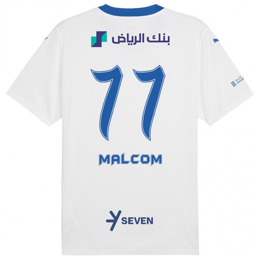 Kids Football Malcom #77 White Blue Away Jersey 2024/25 T-Shirt Australia