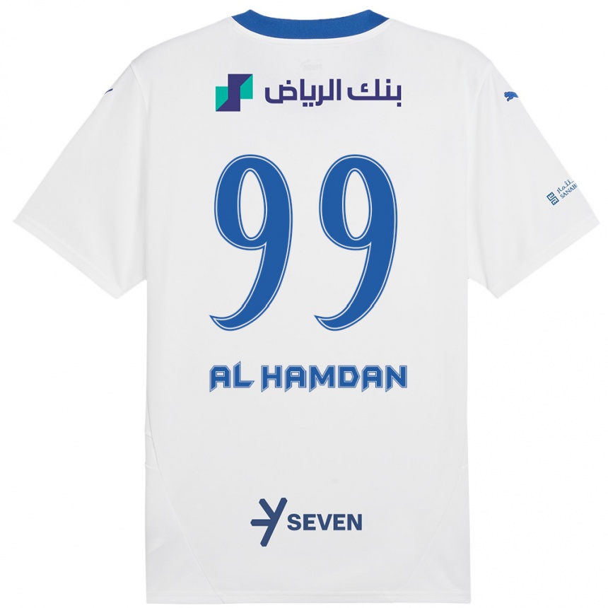 Kids Football Abdullah Al-Hamdan #99 White Blue Away Jersey 2024/25 T-Shirt Australia