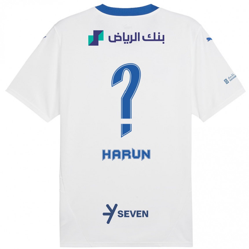 Kids Football Saud Harun #0 White Blue Away Jersey 2024/25 T-Shirt Australia