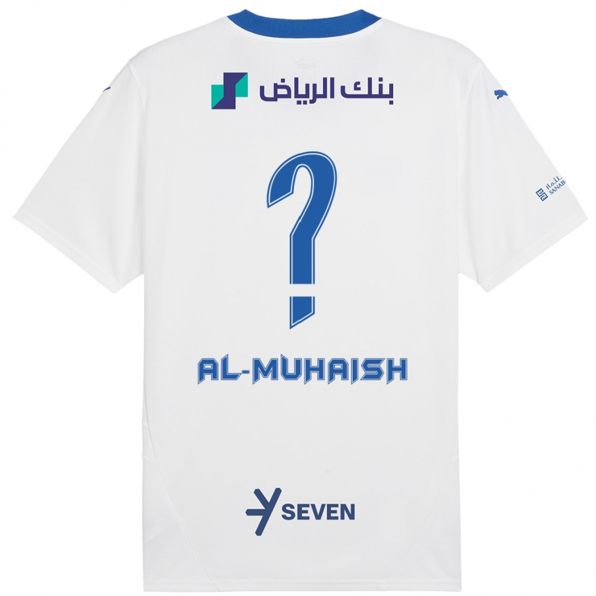 Kids Football Mohammed Al-Muhaish #0 White Blue Away Jersey 2024/25 T-Shirt Australia