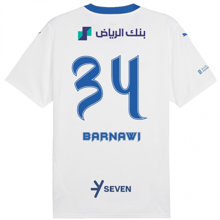 Kids Football Saleh Barnawi #34 White Blue Away Jersey 2024/25 T-Shirt Australia