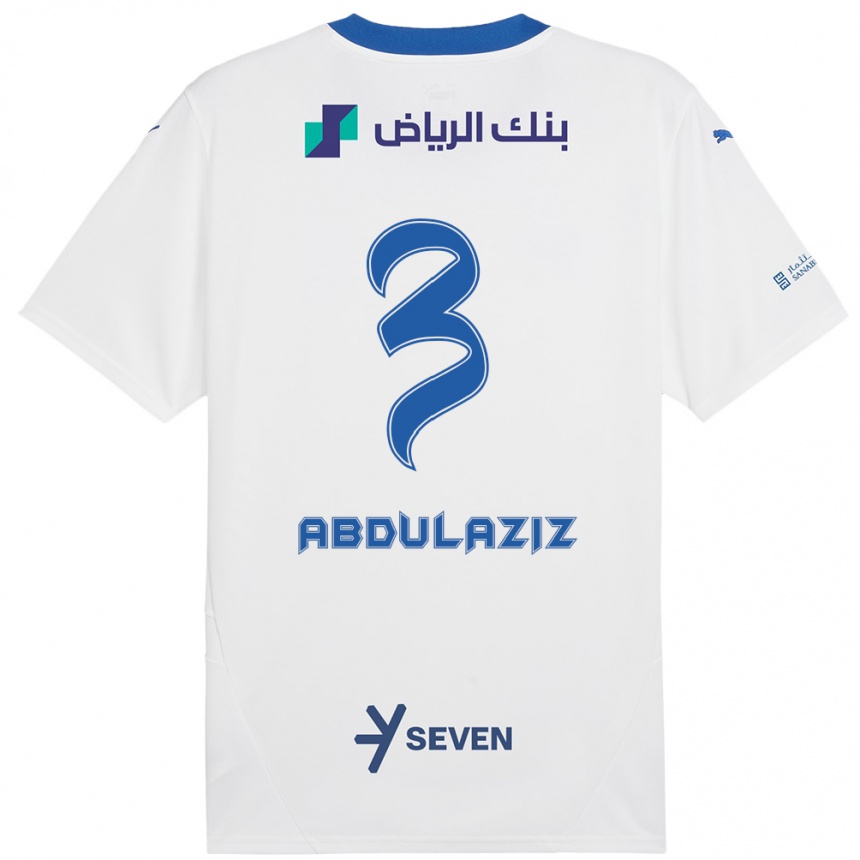 Kids Football Al Jawhara Abdulaziz #3 White Blue Away Jersey 2024/25 T-Shirt Australia