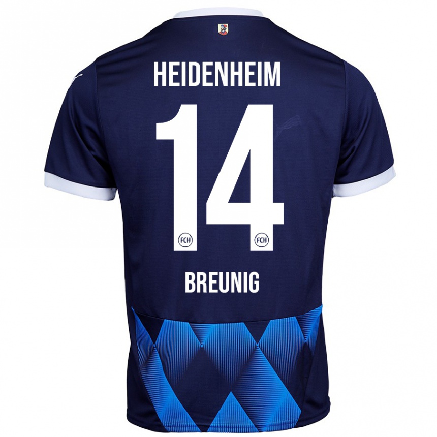 Kids Football Maximilian Breunig #14 Dark Navy Blue Away Jersey 2024/25 T-Shirt Australia