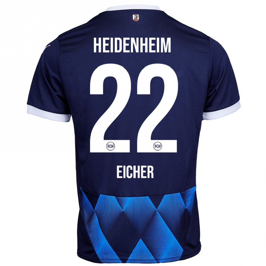 Kids Football Vitus Eicher #22 Dark Navy Blue Away Jersey 2024/25 T-Shirt Australia