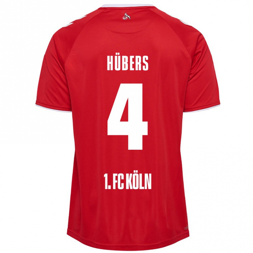 Kids Football Timo Hübers #4 Red White Away Jersey 2024/25 T-Shirt Australia