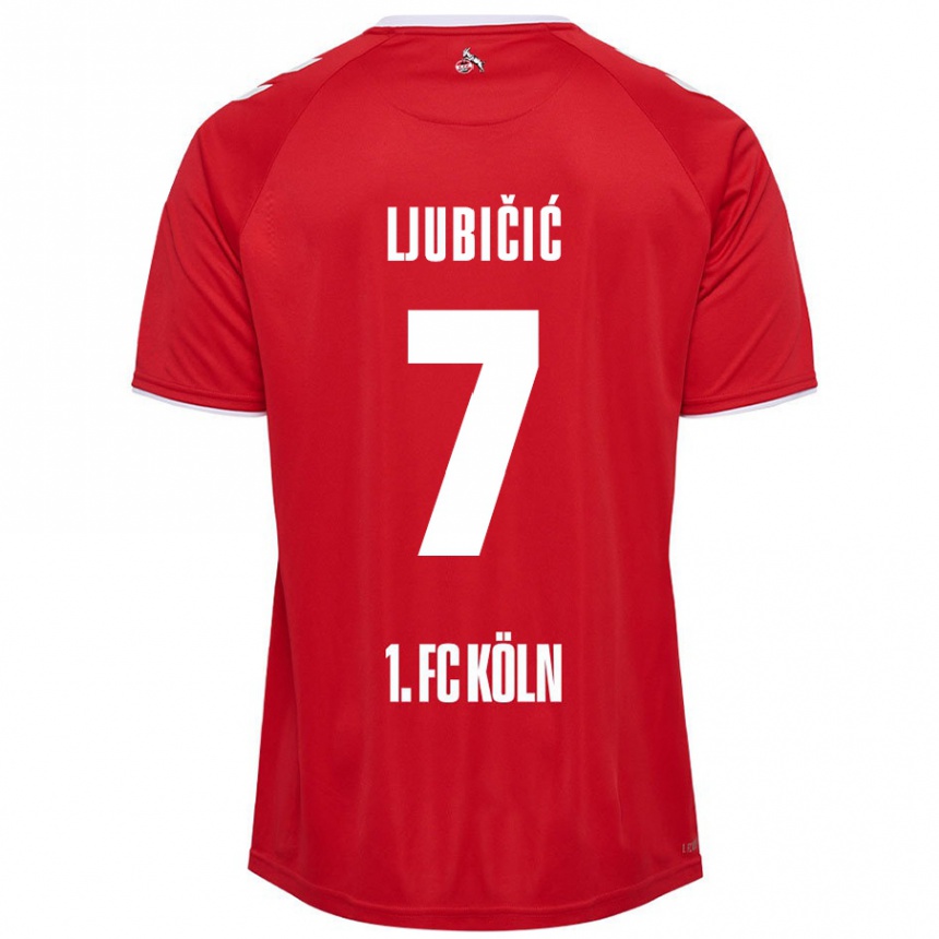 Kids Football Dejan Ljubicic #7 Red White Away Jersey 2024/25 T-Shirt Australia