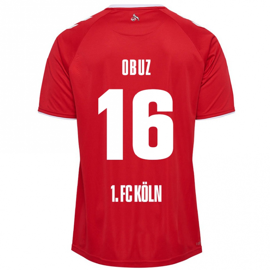 Kids Football Marvin Obuz #16 Red White Away Jersey 2024/25 T-Shirt Australia