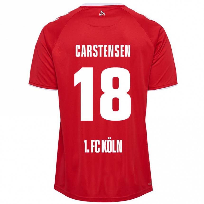 Kids Football Rasmus Carstensen #18 Red White Away Jersey 2024/25 T-Shirt Australia