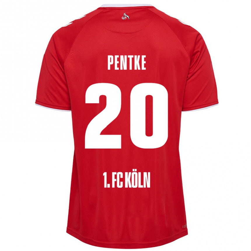 Kids Football Philipp Pentke #20 Red White Away Jersey 2024/25 T-Shirt Australia