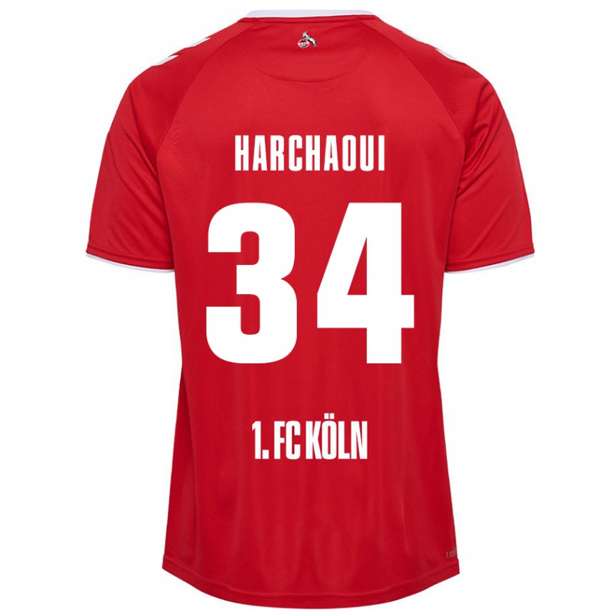 Kids Football Fayssal Harchaoui #34 Red White Away Jersey 2024/25 T-Shirt Australia