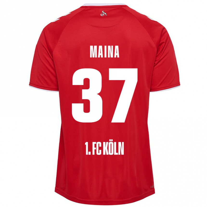 Kids Football Linton Maina #37 Red White Away Jersey 2024/25 T-Shirt Australia