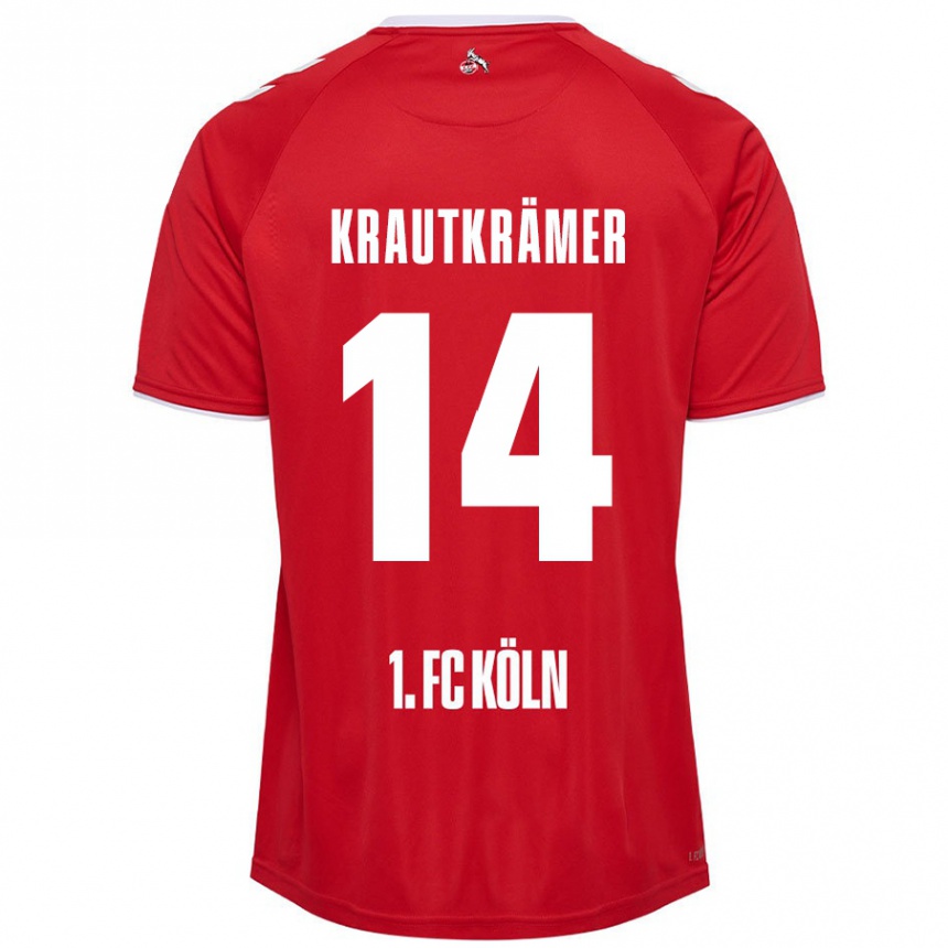 Kids Football Jakob Krautkrämer #14 Red White Away Jersey 2024/25 T-Shirt Australia