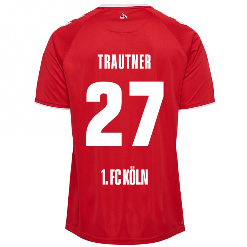 Kids Football Tobias Trautner #27 Red White Away Jersey 2024/25 T-Shirt Australia