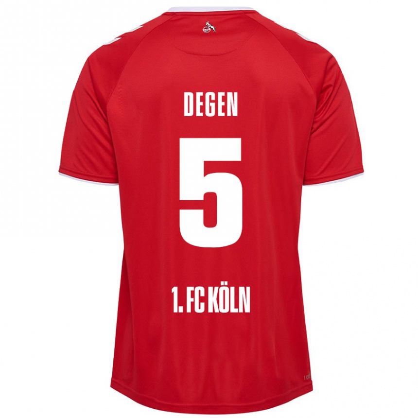 Kids Football Celina Degen #5 Red White Away Jersey 2024/25 T-Shirt Australia