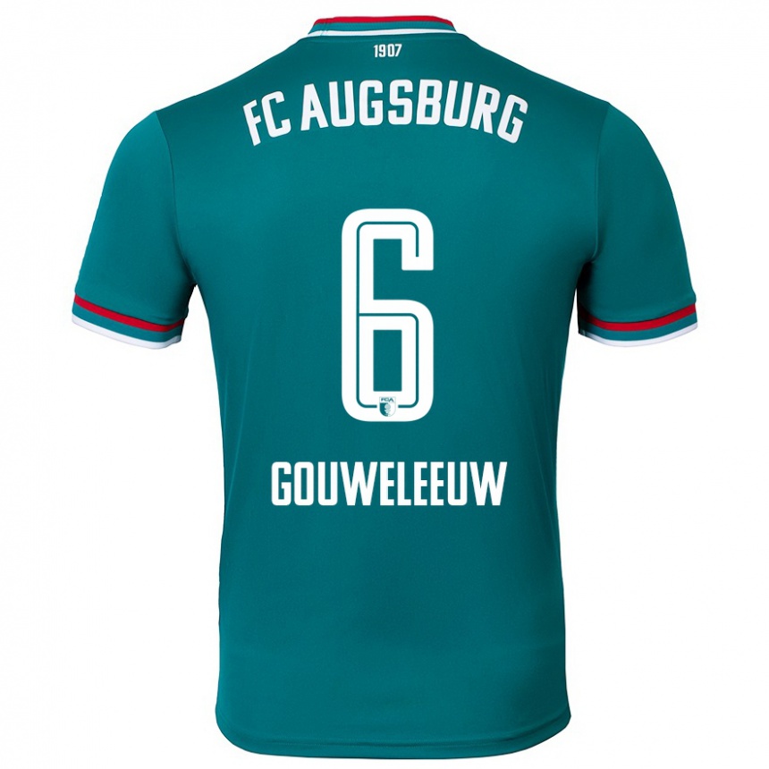 Kids Football Jeffrey Gouweleeuw #6 Dark Green Away Jersey 2024/25 T-Shirt Australia