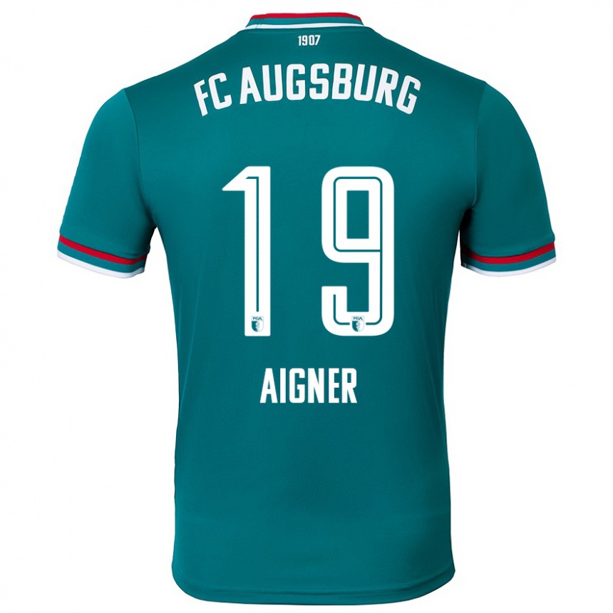 Kids Football Lukas Aigner #19 Dark Green Away Jersey 2024/25 T-Shirt Australia