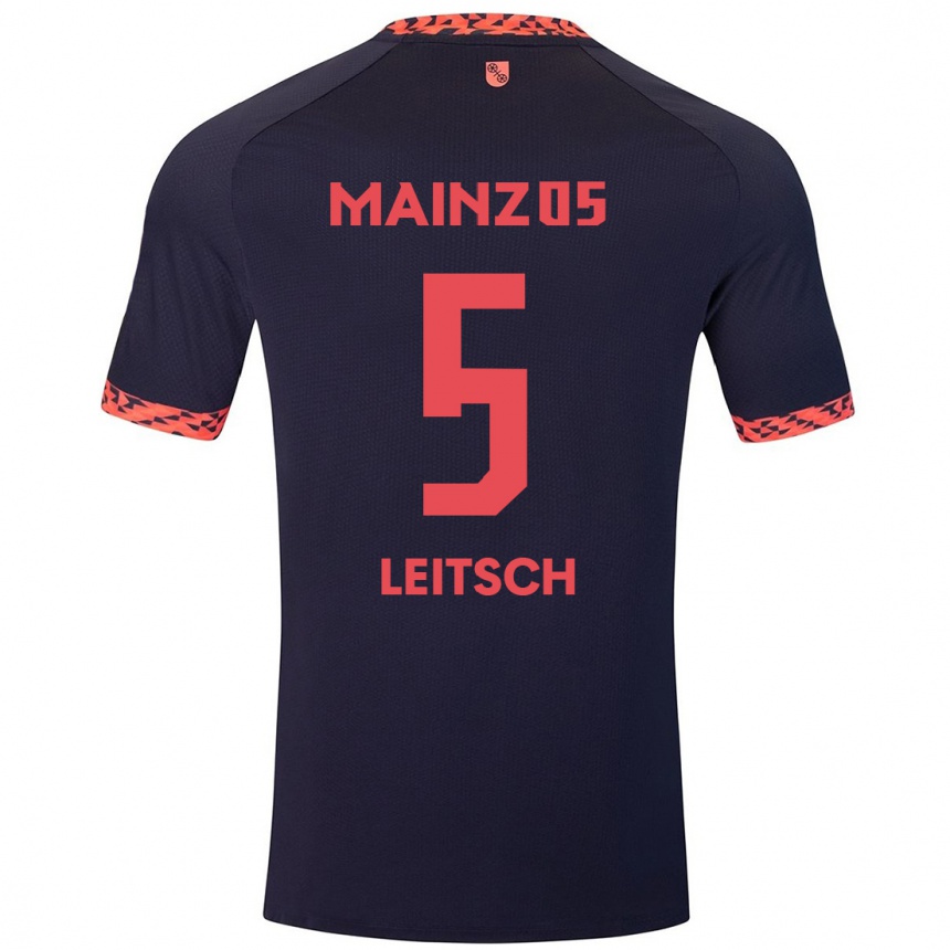 Kids Football Maxim Leitsch #5 Blue Coral Red Away Jersey 2024/25 T-Shirt Australia