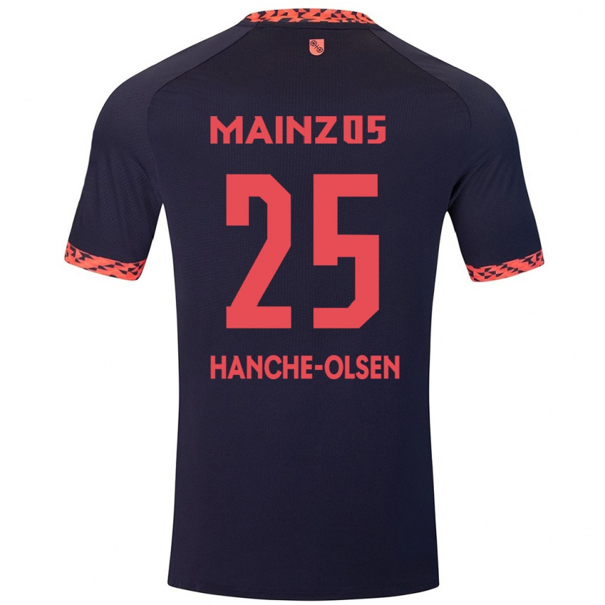 Kids Football Andreas Hanche-Olsen #25 Blue Coral Red Away Jersey 2024/25 T-Shirt Australia