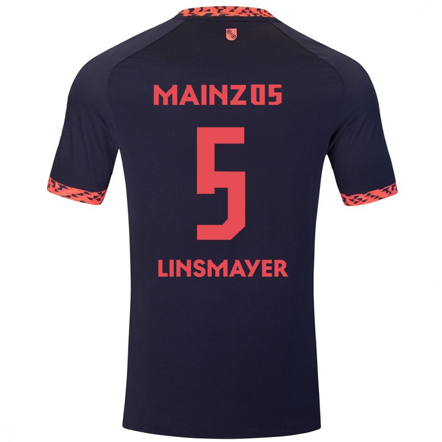 Kids Football Denis Linsmayer #5 Blue Coral Red Away Jersey 2024/25 T-Shirt Australia