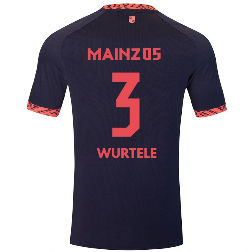 Kids Football Fabienne Würtele #3 Blue Coral Red Away Jersey 2024/25 T-Shirt Australia