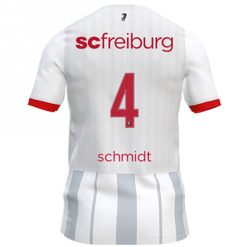 Kids Football Kenneth Schmidt #4 White Grey Away Jersey 2024/25 T-Shirt Australia