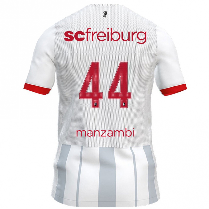 Kids Football Johan Manzambi #44 White Grey Away Jersey 2024/25 T-Shirt Australia