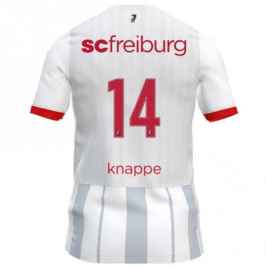 Kids Football Davino Knappe #14 White Grey Away Jersey 2024/25 T-Shirt Australia