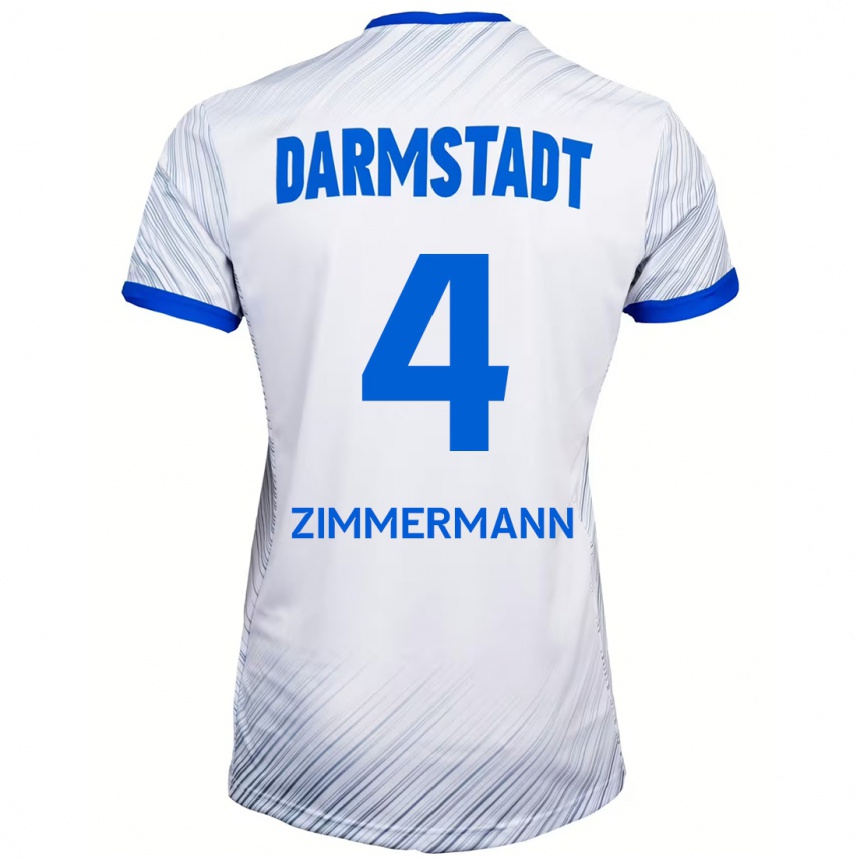 Kids Football Christoph Zimmermann #4 White Blue Away Jersey 2024/25 T-Shirt Australia