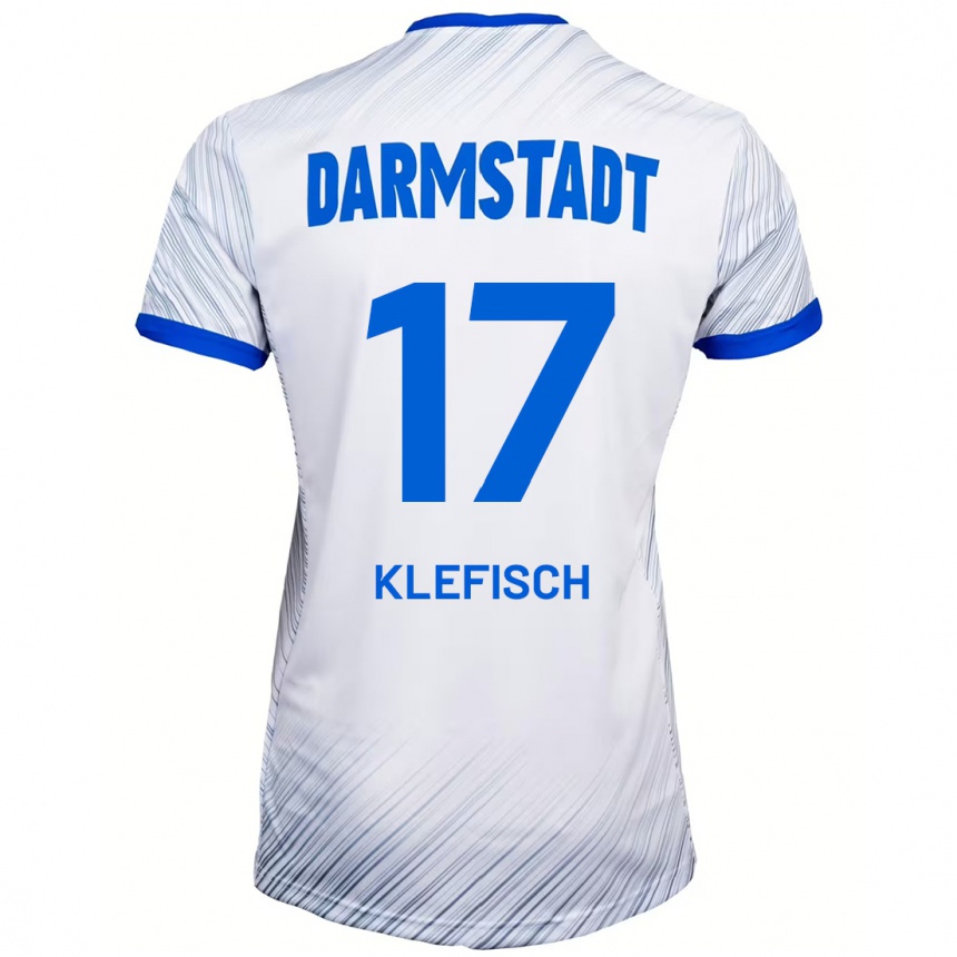 Kids Football Kai Klefisch #17 White Blue Away Jersey 2024/25 T-Shirt Australia