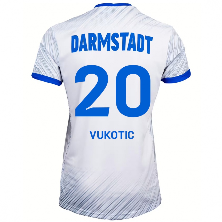 Kids Football Aleksandar Vukotic #20 White Blue Away Jersey 2024/25 T-Shirt Australia