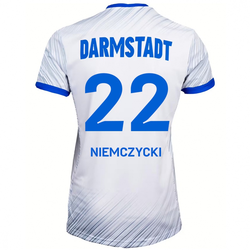 Kids Football Karol Niemczycki #22 White Blue Away Jersey 2024/25 T-Shirt Australia