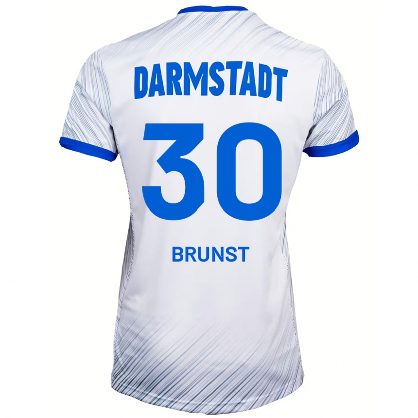 Kids Football Alexander Brunst #30 White Blue Away Jersey 2024/25 T-Shirt Australia