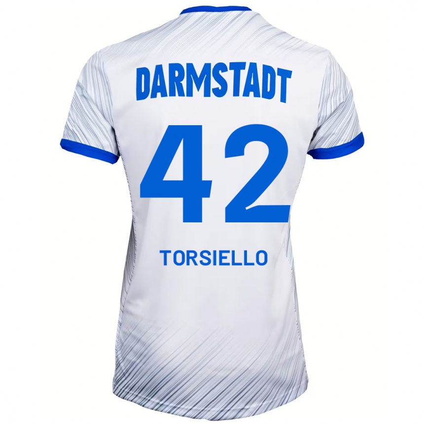 Kids Football Fabio Torsiello #42 White Blue Away Jersey 2024/25 T-Shirt Australia