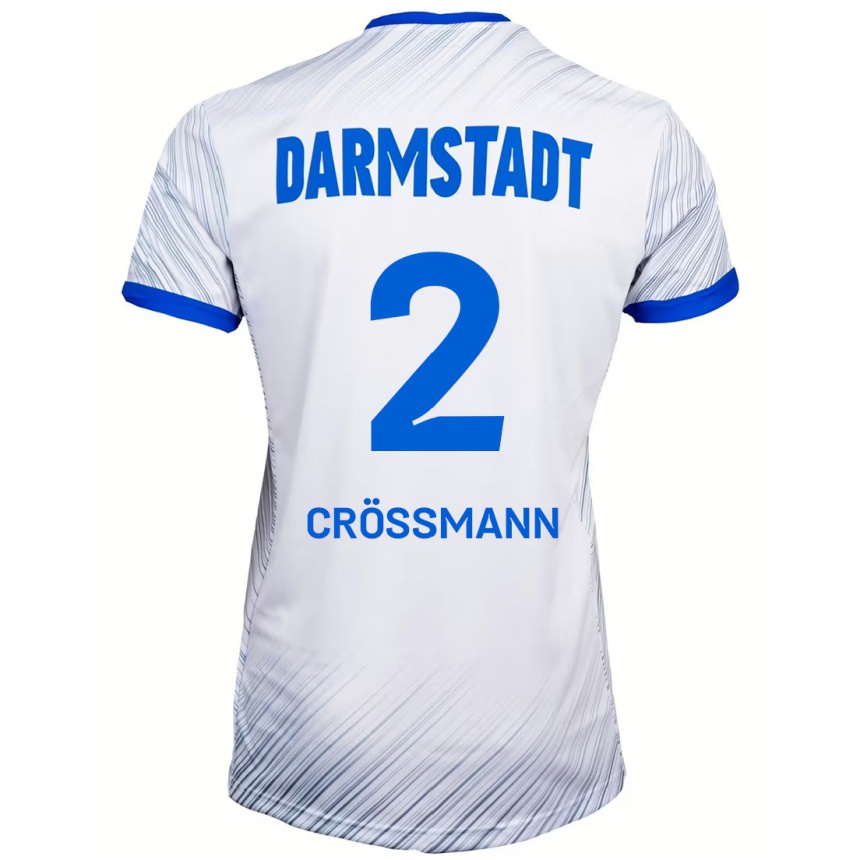 Kids Football Elias Crößmann #2 White Blue Away Jersey 2024/25 T-Shirt Australia