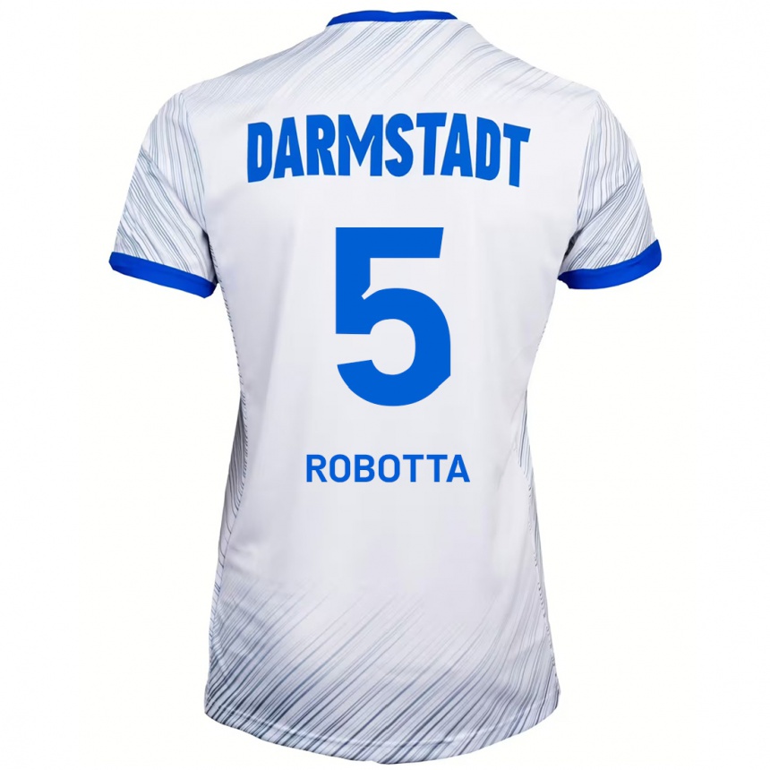 Kids Football Maurizio Robotta #5 White Blue Away Jersey 2024/25 T-Shirt Australia